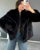 Casaco Lazarelle Sabrina com Textura Felpuda e Gola Ampla