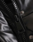 Jaqueta Lazarelle de Couro com Modelagem Puff e Algodão